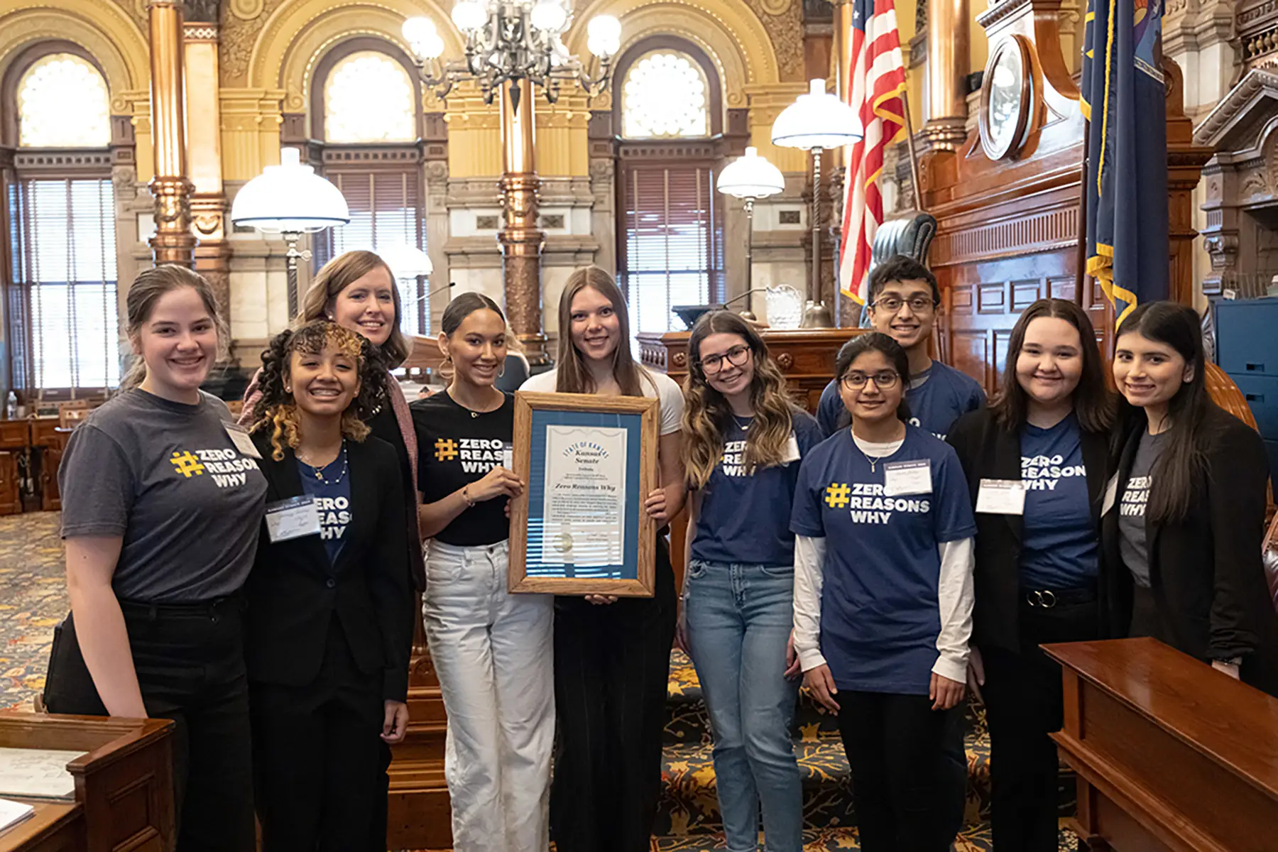 Zero Reasons Why Recognized on Kansas Senate Floor during Youth Mental Health Advocacy Day